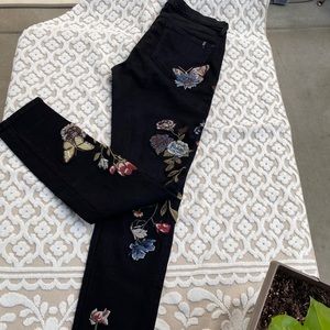 Embroidered flowers buffalo jeans